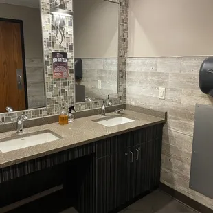 two sinks in a public restroom