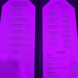 Drink list.