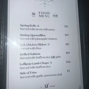 Food menu