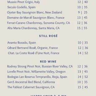 Wine List