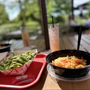 Drunken noodles and edamame