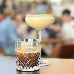 a cocktail in a glass on a table