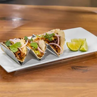 three tacos on a plate