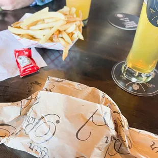 Burger and fries