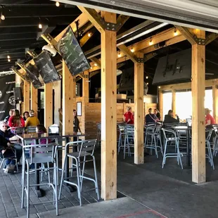 Covered outdoor dining area.