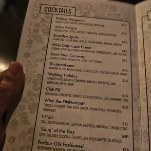 Cocktail list