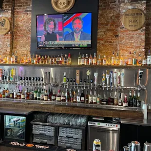 a bar with a television