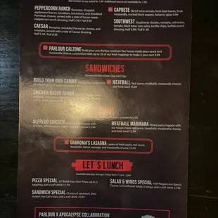 Menu side 2