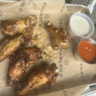 Wings were crispy with a lot of flavor.