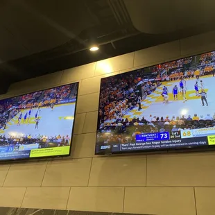 TVs in the party room. Watching UK beat Tennessee.