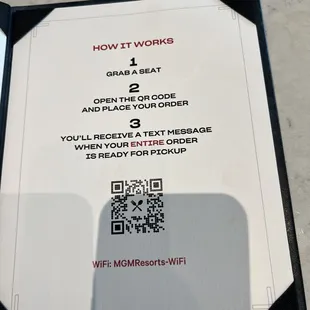 Bar menu