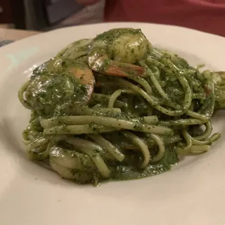 Linguine Pesto e Gamberi