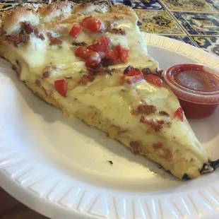 Chicken, bacon, ranch stuffed slice