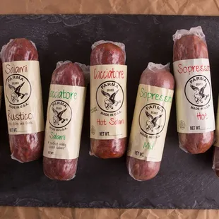 a variety of sausages