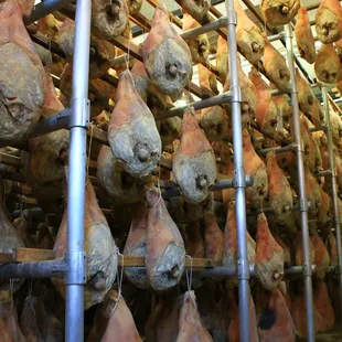 An inside peek of our Prosciutto in the aging room