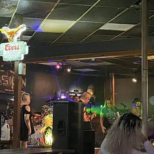 a band playing on stage