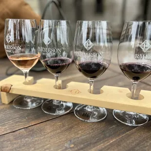 a flight of wine glasses