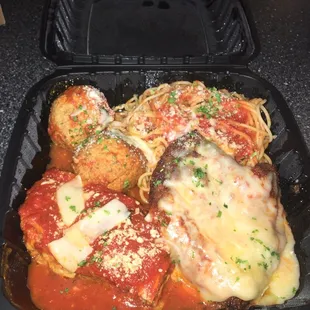 Tour of Italy (Chicken Parm, Meatball Parm, Lasgna, Spaghetti)