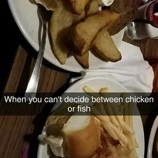 two plates of food on a table