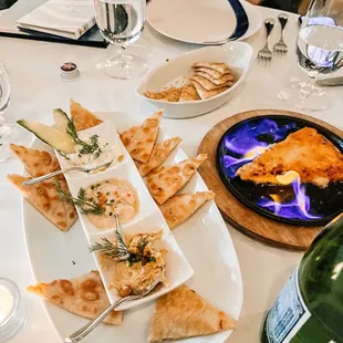 Trio Sampler with Saganaki