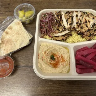 Chicken Ranchera, Hummus and Pickled Turnip