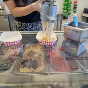Making the Spaghetti Ice Cream