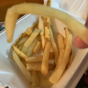 Soggy fries, undercooked or maybe defrosted before they are fried. Who knows?