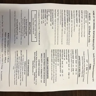 menu