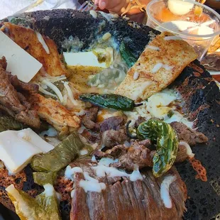 a large platter of food