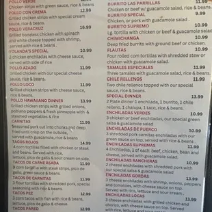 menu