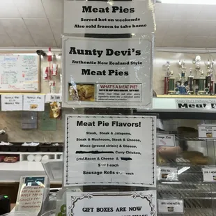 Meat pie menu