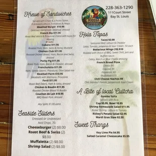 Serving full menu Wednesday through Sunday. Ask about our daily specials!