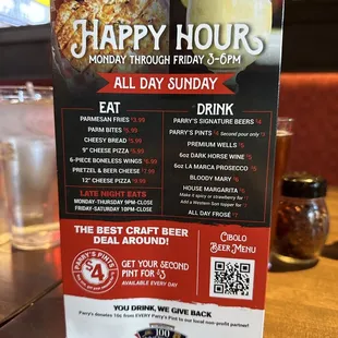 Happy Hour menu