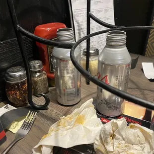 a table with food items