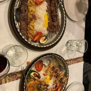 two plates of food on a table