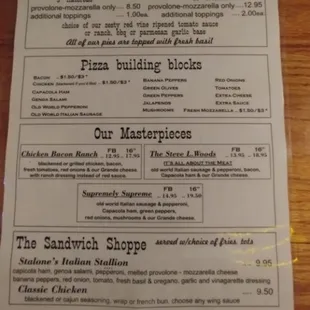 Our current menu