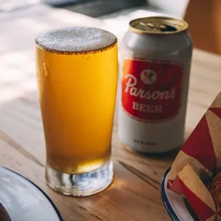 a beer and fried chicken