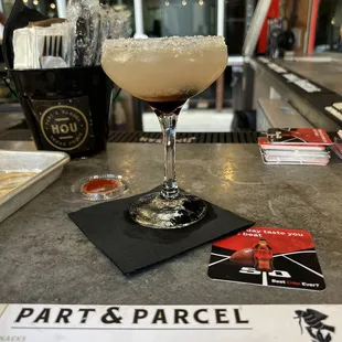 a cocktail on a bar