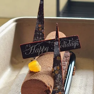 a piece of chocolate cake