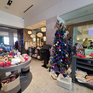 a christmas tree in a store