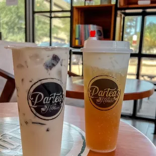 C1. Signature Milk Tea with grass jelly  B4. White Peach Oolong Tea