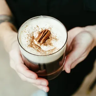 Everything Nice *

Hot Coffee, Scratch Made Bourbon-Pecan Syrup &amp; Hand Shaken Whipped Cream with Nutmeg