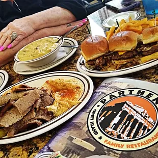 two plates of food on a table