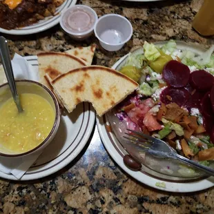 Lemon rice soup and a small greek salad combo