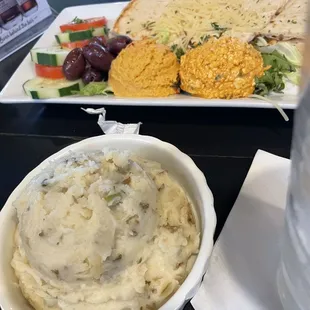 Garlic Mashed Potatoes Greek Dip Plate