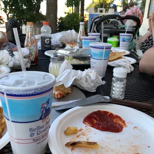 Our dinner along with the "large" drink