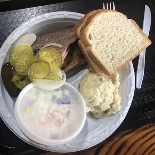 a plate of food on a tray