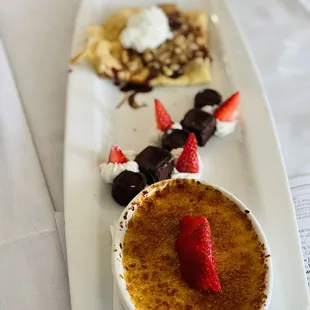 creme with strawberries and chocolate