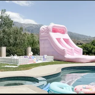 Modern style waterslide. Matched with our bronze packet pastel colored