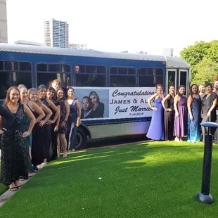 Some of the guess needed a ride to celebrate the marriage of James and Alexis